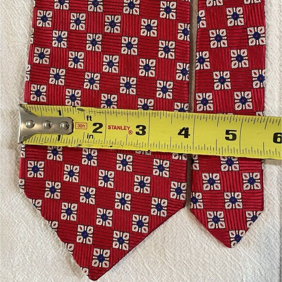 80s Vintage Robert Talbott Best in Class 100% Silk Tie Designer Red Preppy 57.5" - Picture 8 of 8